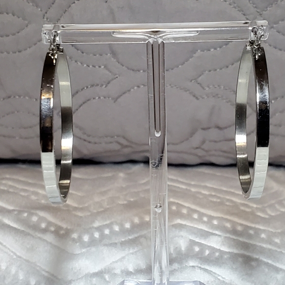 Silver Hoop Earrings - Picture 3 of 3
